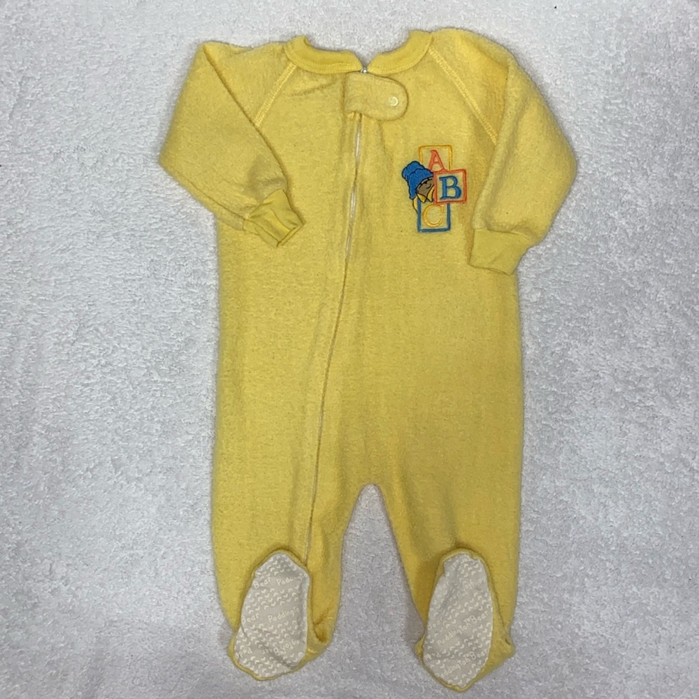 Vintage  paddington bear yellow fleece 18m sleeper